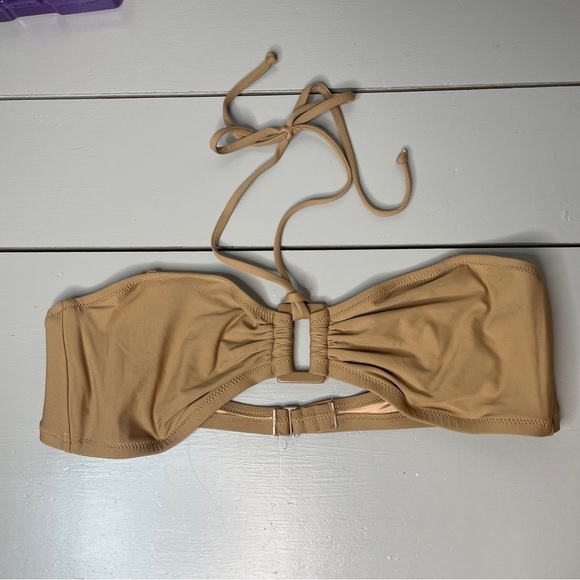 J.Crew Size XL Bikini TOP ONLY Beige Nude Keyhole Halter Neck Tie - Picture 5 of 5